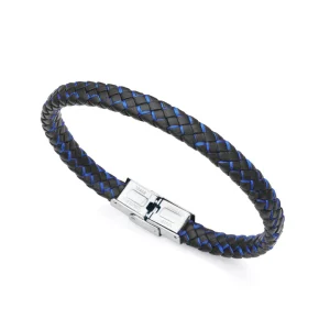 Pulsera Heat de acero piel y cordón azul REF: 14010P01013