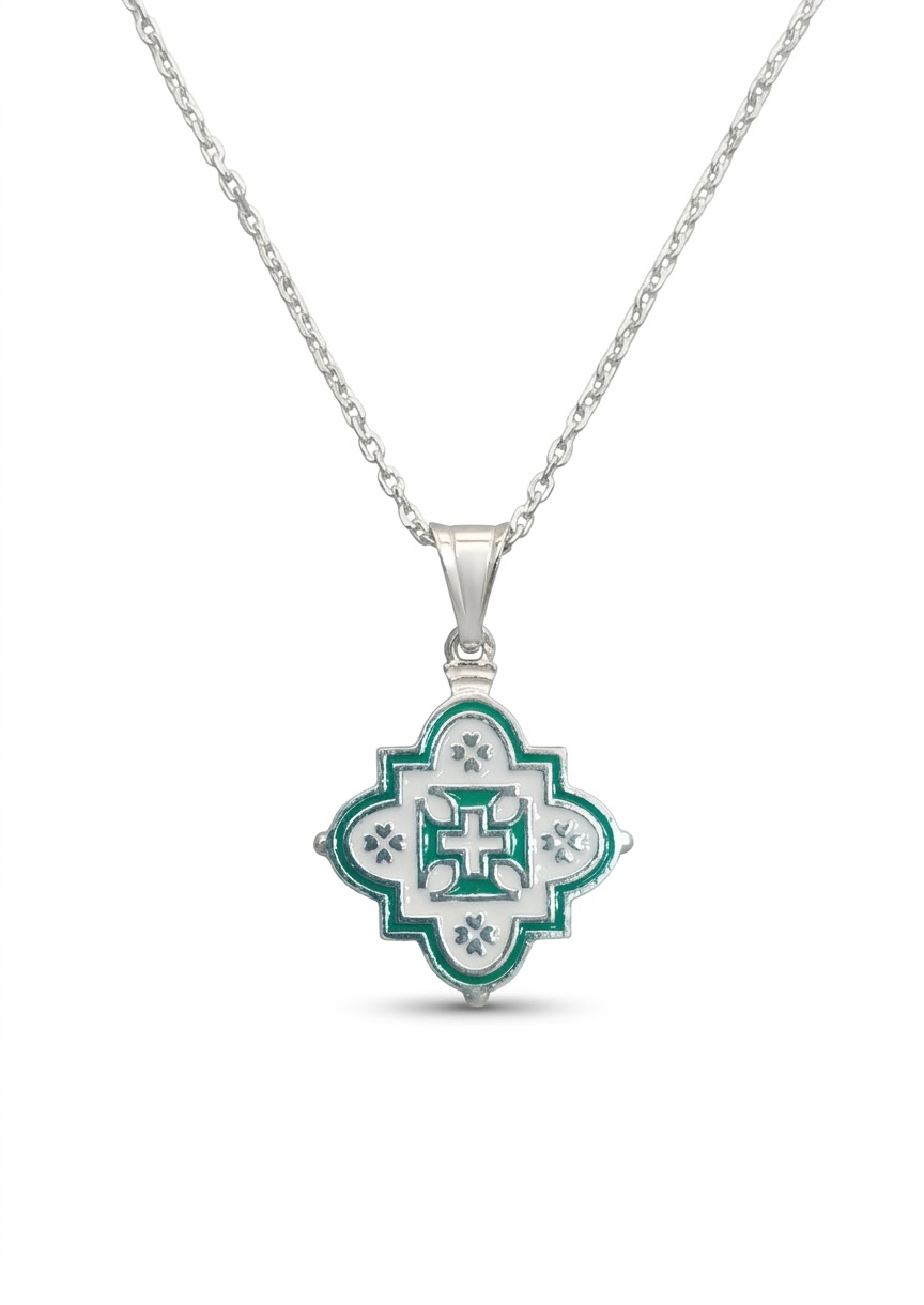 COLGANTE VENERA PLATA PEQUEÑA VERDE REF.CV02