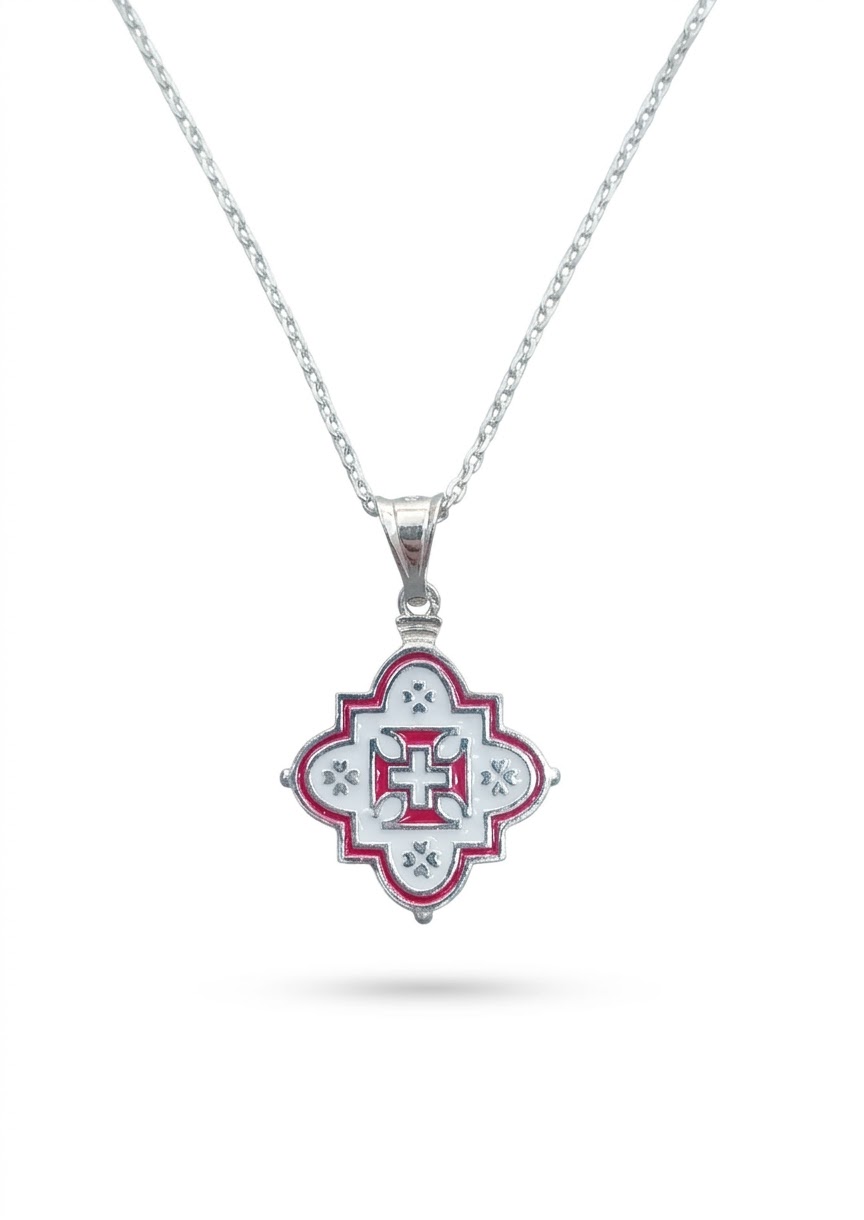 COLGANTE VENERA PLATA PEQUEÑA ROJA REF.CV02