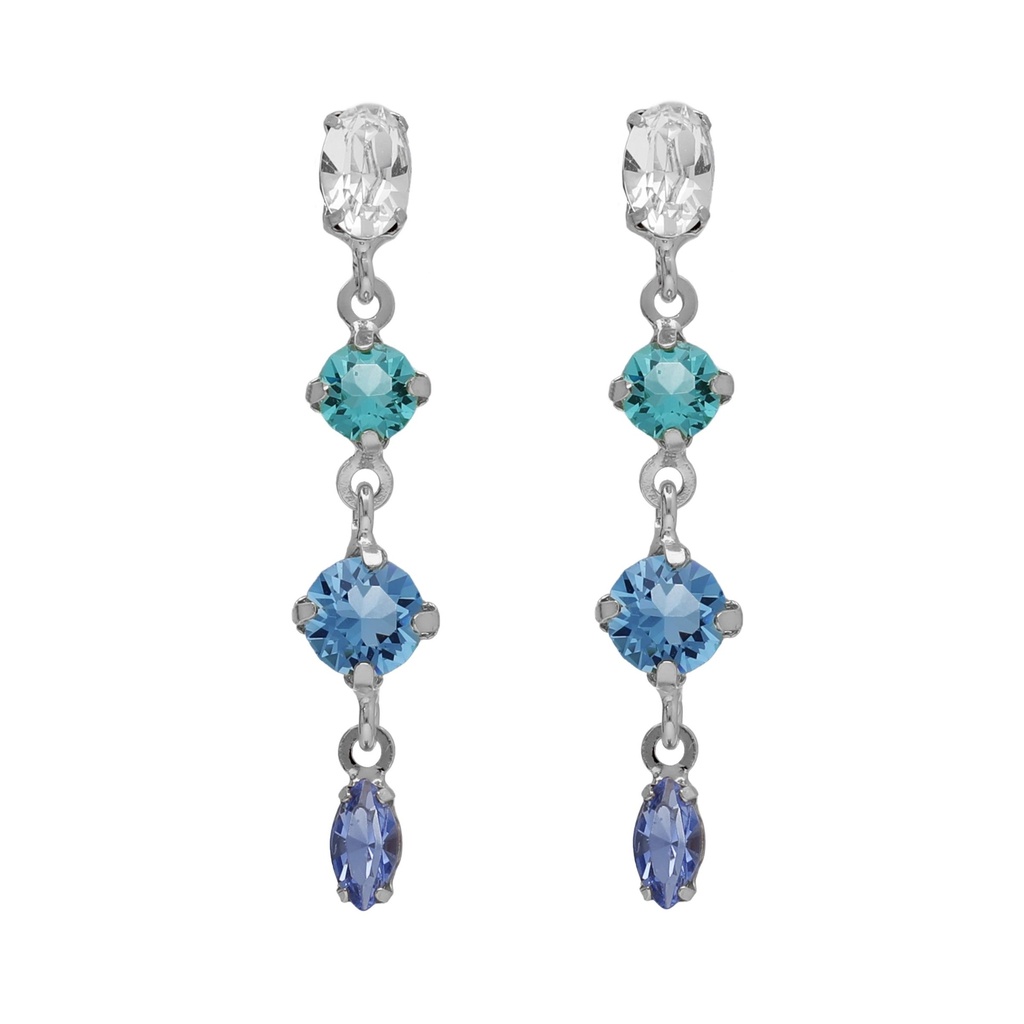 Pendientes cascada multicolor tono azul elaborados en plata Ref: A4791-MHT