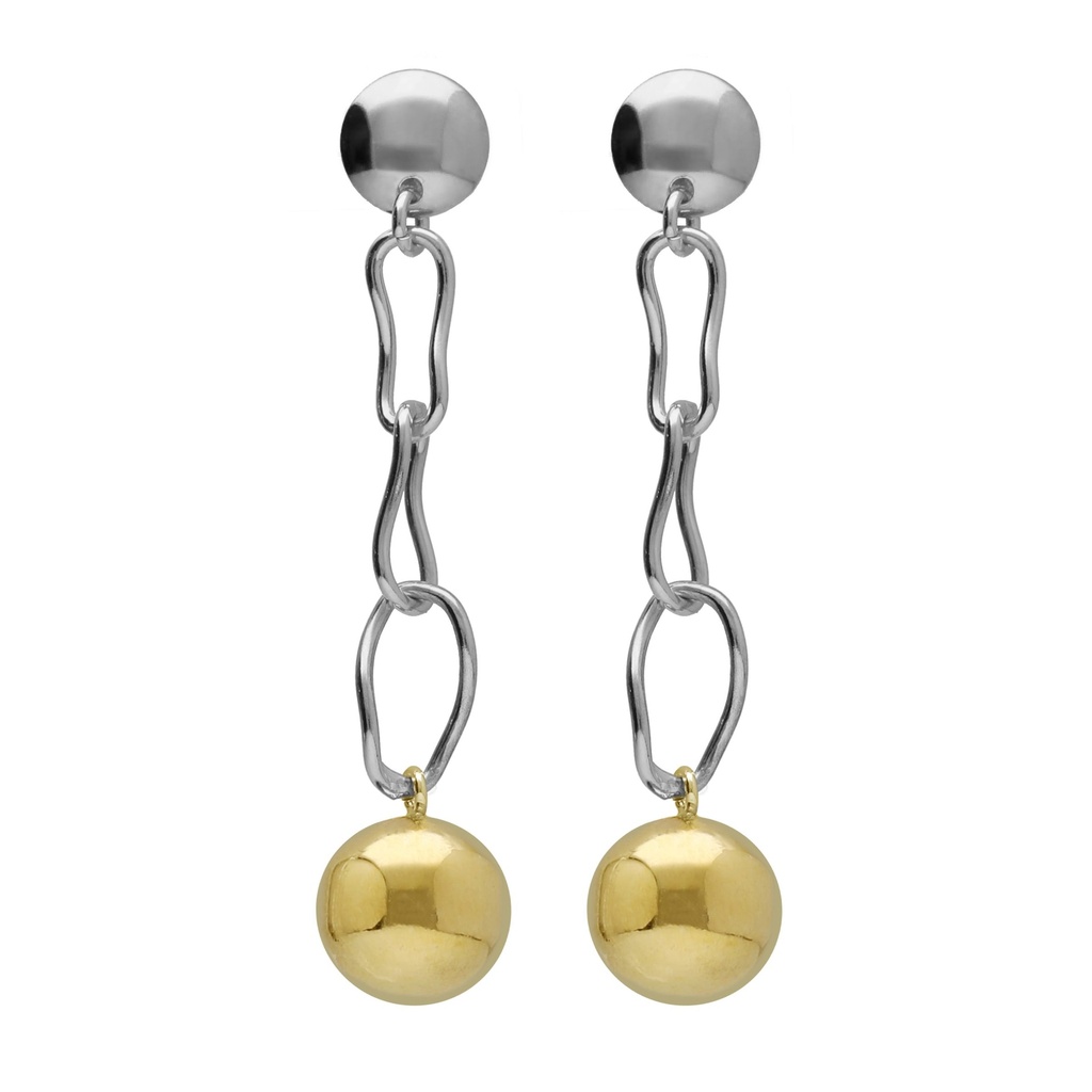 Pendientes eslabones irregulares con esfera elaborados en plata Ref: A4814-HT