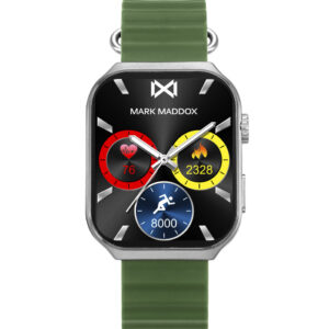 Reloj Smart de metal plateado y correa de silicona verde HS2002-60