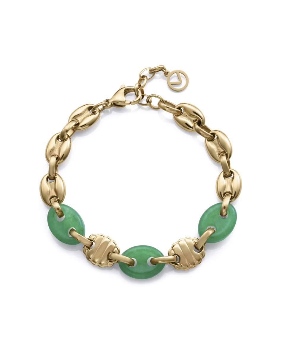 PULSERA ACERO IP DORADO PIEDRA NATURAL 14724P01016