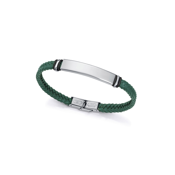Pulsera de hombre de acero y piel verde REF. 15180P01016