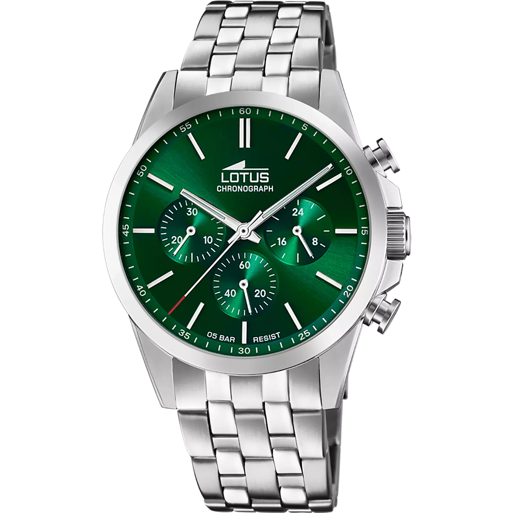 Reloj Lotus Chrono 18989/3 verde brazalete de acero inoxidable, hombre