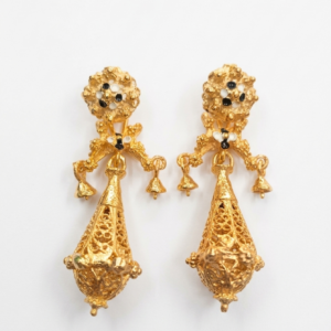 PENDIENTES CALABAZA CON LAZO DORADOS